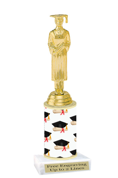 Graduation theme trophy. Celebrate their achievement with this beautiful trophy! Male or Female figure.  Design 4