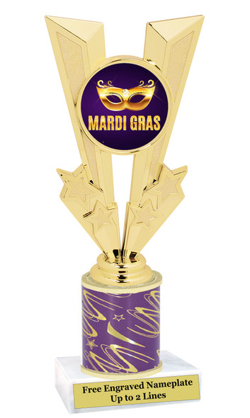 Mardi Gras trophy.   Great trophy for your Mardi Gras events, costume contests, pageants and more.  92746