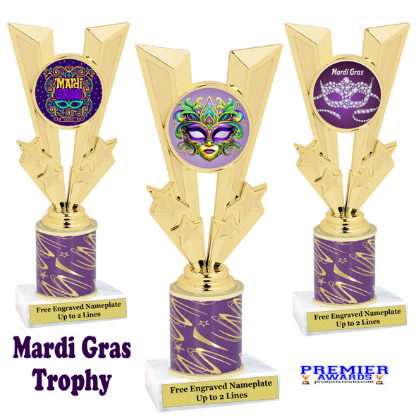 Mardi Gras trophy.   Great trophy for your Mardi Gras events, costume contests, pageants and more.  92746