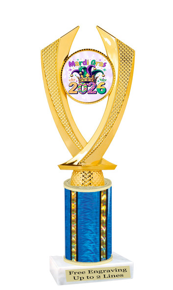 Mardi Gras trophy.   Great trophy for your Mardi Gras events, costume contests, pageants and more.  4506