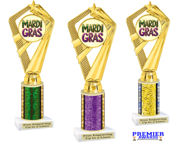 Mardi Gras trophy.   Great trophy for your Mardi Gras events, costume contests, pageants and more.  ph111