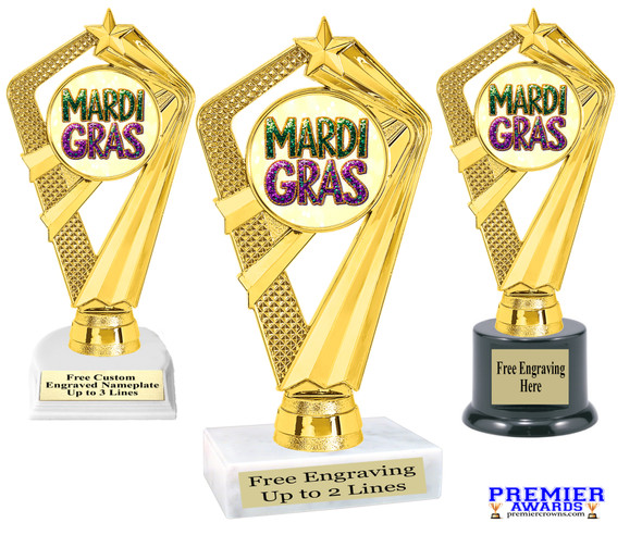 Mardi Gras Theme trophy.  Great trophy for your pageants, events, contests and more!   ph111
