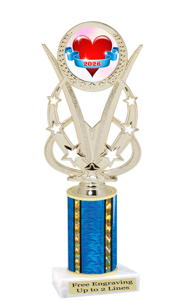 Valentine - Heart theme trophy.   Great trophy for your Valentine events, costume contests, pageants and more. h415
