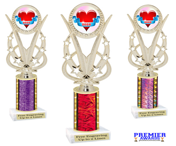 Valentine - Heart theme trophy.   Great trophy for your Valentine events, costume contests, pageants and more. h415