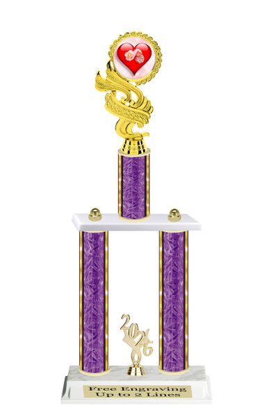 2 column  Valentine - Heart theme trophy. Great trophy for your Valentine events, costume contests, pageants and more. ph40