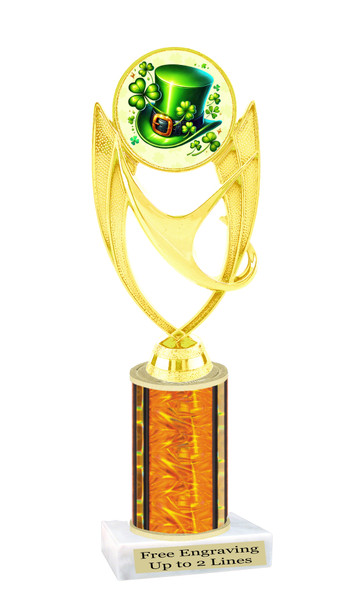 St Patrick's Day Theme trophy. Great trophy for your pageants, events, contests and more!  Choice of color and trophy height.  Ph28