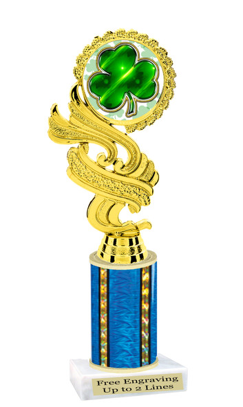 St Patrick's Day Theme trophy. Great trophy for your pageants, events, contests and more!  Choice of color and trophy height.  Ph40