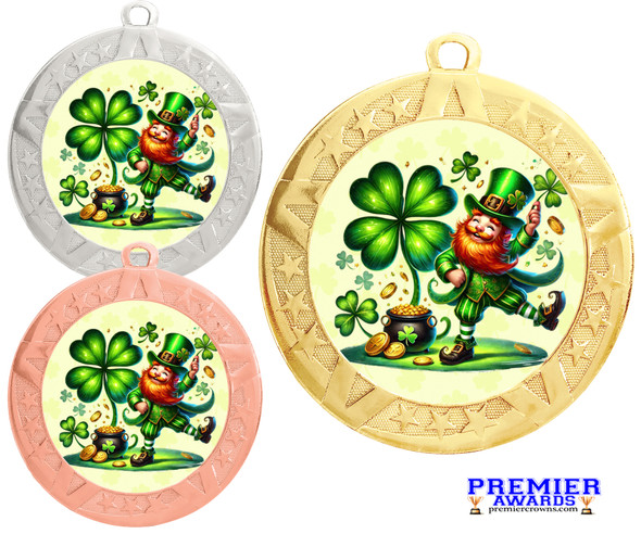 St Patrick's Day theme Medal. Festive medals for your St Patrick's Day themed pageants, contests, Parades and more.  Choice of medal finish.  535