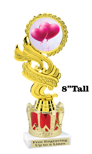 Valentine - Heart Theme trophy with crown riser. Great trophy for your pageants, events, contests and more! ph40
