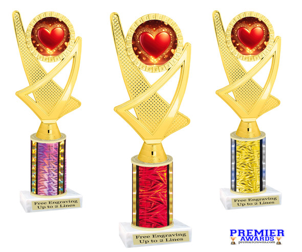 Valentine - Heart theme trophy.   Great trophy for your Valentine events, costume contests, pageants and more. ph107