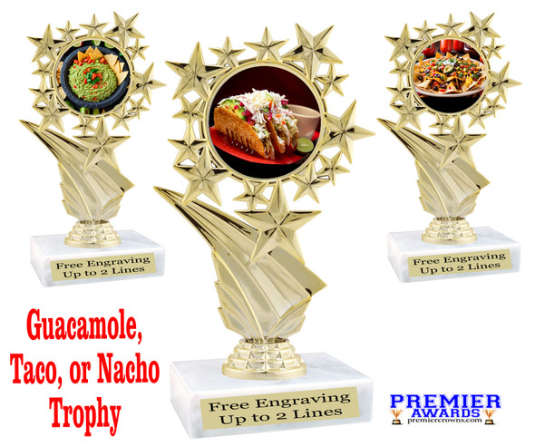 Taco - Burrito - Guac themed trophy - great for your Taco contests, eating contests and more.  696