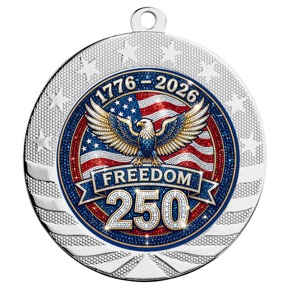 Patriotic-USA medal available in gold, silver or bronze. Great for your patriotic events, Patriotic themed pageants, 4th of July cookout events and more.  