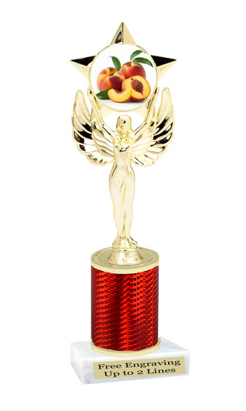 Peach theme trophy for your Peach  pageants, festivals, contests, and more!  Choice of color and trophy height. 
