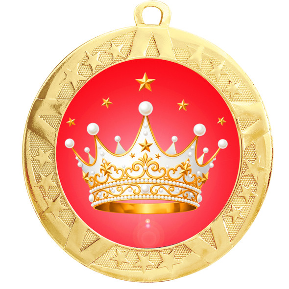 Crown theme medal available in gold, silver or bronze. Great for your Pageants, contests, activities and more