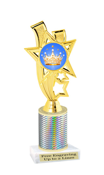 Crown theme trophy.   Great for your Pageants, contests, activities and more  Choice of color and trophy height. 