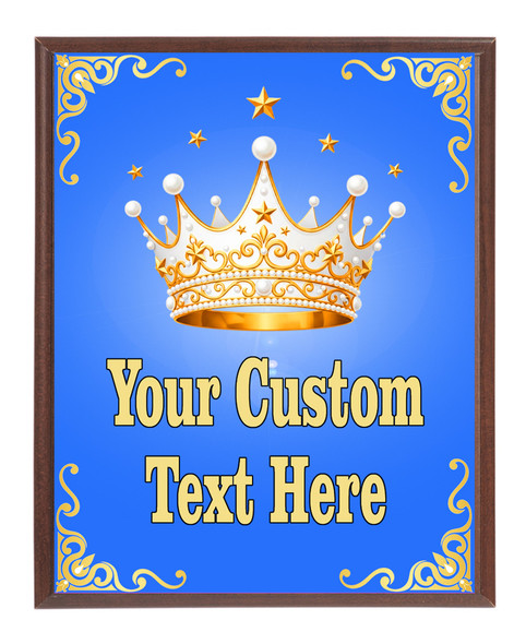Custom Full Color Plaque.  Choice of black or brown plaque with full color plate.  5 Plaques sizes available 