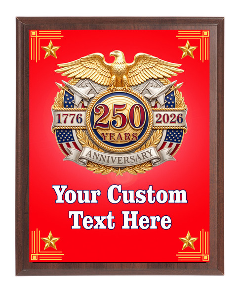 Custom Full Color Plaque.  Choice of black or brown plaque with full color plate.  5 Plaques sizes available 