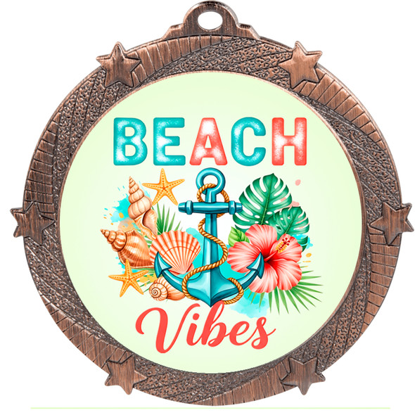Beach theme medal available in gold, silver or bronze. Great for your Pageants, contests, activities and more