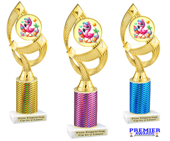 Summer theme trophy.   Great for your Pageants, contests, activities and more  Choice of color and trophy height. 