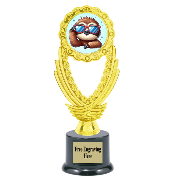 Summer theme trophy.  6" to 8" tall with choice of base. Great for your Pageants, contests, activities and more