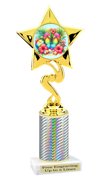 Flip Flop theme trophy.   Great for your Pageants, contests, activities and more  Choice of color and trophy height. 
