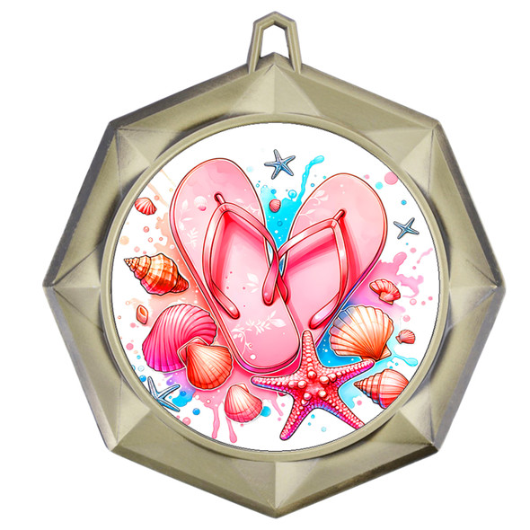 Flip Flop theme medal available in gold, silver or bronze. Great for your Pageants, contests, activities and more