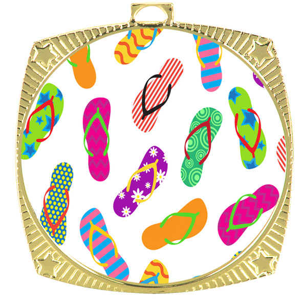 Flip Flop theme medal available in gold, silver or bronze. Great for your Pageants, contests, activities and more