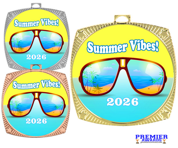 Summer theme medal available in gold, silver or bronze. Great for your Pageants, contests, activities and more