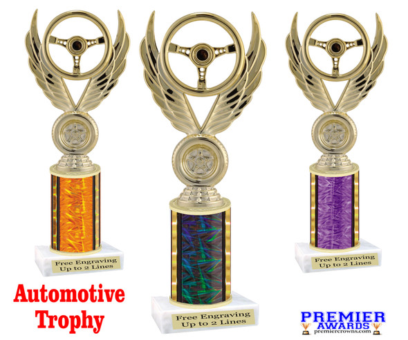Automotive trophy.  Great trophy for car shows, contests, car guys and more.  Choice of base, column color and trophy height