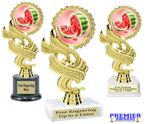 Watermelon trophy. 6" - 8" tall.  Great for your Watermelon Festival events,  baking, cookies, dessert competitions,  and more. 