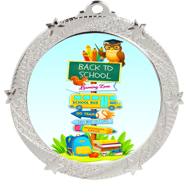 School - Back to School theme medal.  Great for Back to School events, pageants and more.  Includes free back of medal engraving and neck ribbon
