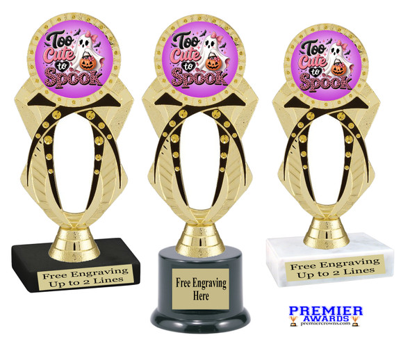 Too CUte to Spook trophy.  Great for your Halloween pageants, events, contests and more. 6.5" - 8.5" tall.  