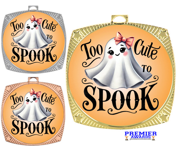 Halloween  theme medal. Great medal for all of your Fall - Halloween pageants, events, contests and more. Available in gold, silver or bronze finish. 