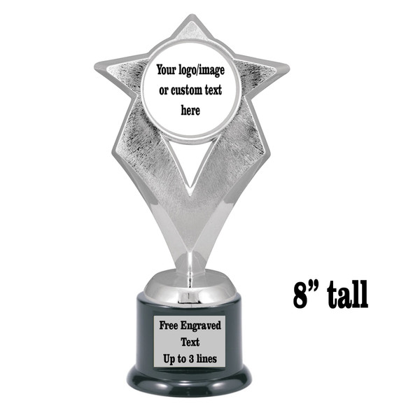 Custom trophy 6"- 8" tall.  Upload your logo or custom artwork for a unique award perfect for any event, contest or gift. 