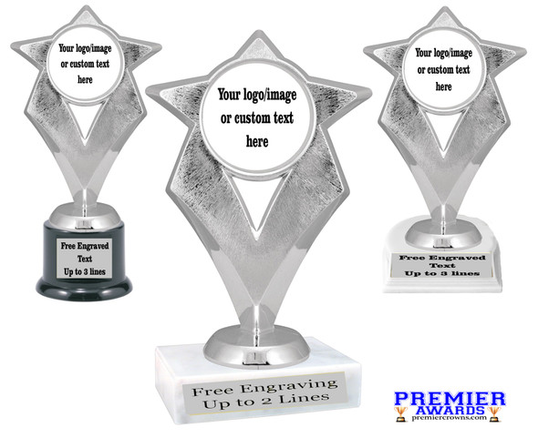 Custom trophy 6"- 8" tall.  Upload your logo or custom artwork for a unique award perfect for any event, contest or gift. 