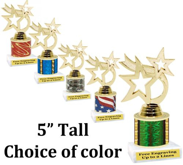 5" tall trophy with choice of color.  Great for side awards and participation.  (190-g)