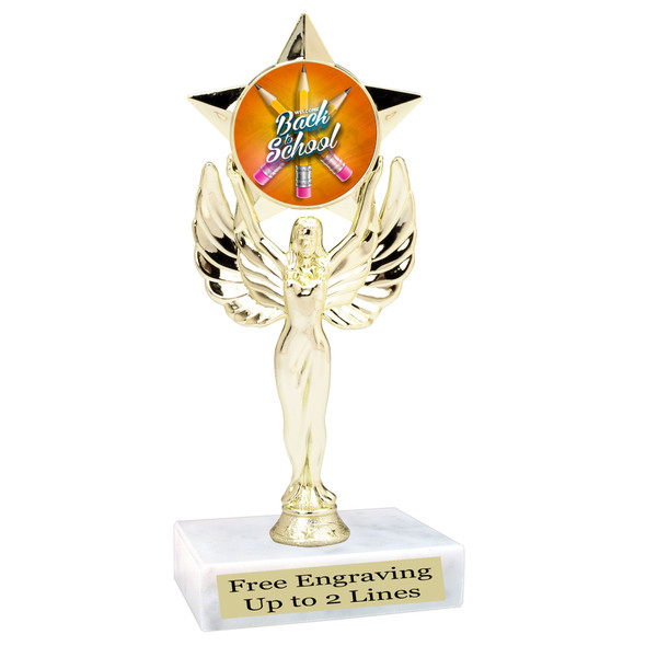 Back to School themed trophy.  9 Designs available. (7517