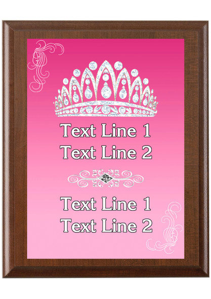 Custom Full Color Plaque.  Brown plaque with full color plate. 5 Plaques sizes available - Crown 03