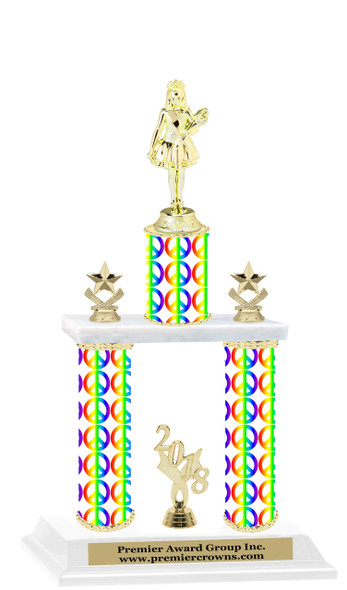 Peace Sign 2-Column trophy.  Numerous trophy heights and figures available  (001)