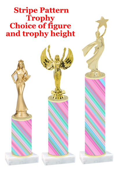 Stripe  pattern  trophy with choice of trophy height and figure (013