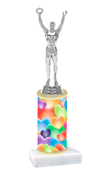 Heart Balloons  pattern  trophy with choice of trophy height and figure (026