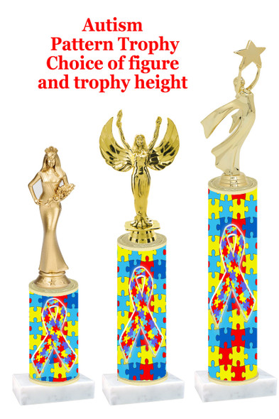 Autism  pattern  trophy with choice of trophy height and figure (030