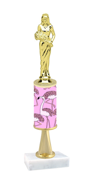 Flamingos  pattern  trophy with choice of trophy height and figure (031stem