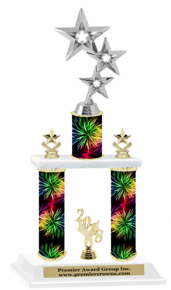 Fireworks theme  2-Column trophy.  Numerous trophy heights and figures available  (005