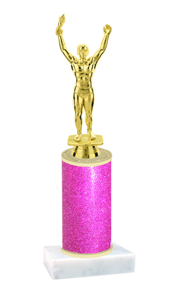 Glitter Column trophy with choice of glitter color, trophy height and base.  Male Victory