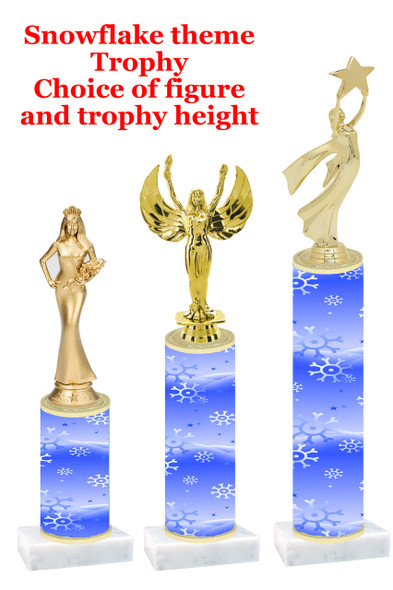 Snowflake trophy with choice of trophy height and figure - winter 004