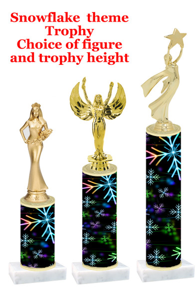 Snowflake  trophy with choice of trophy height and figure - winter 006