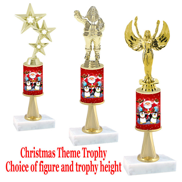 Snowflake  theme  trophy with choice of trophy height and figure - Winter 009