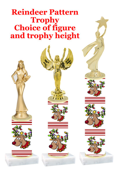 Reindeer theme  trophy with choice of trophy height and figure - winter 012