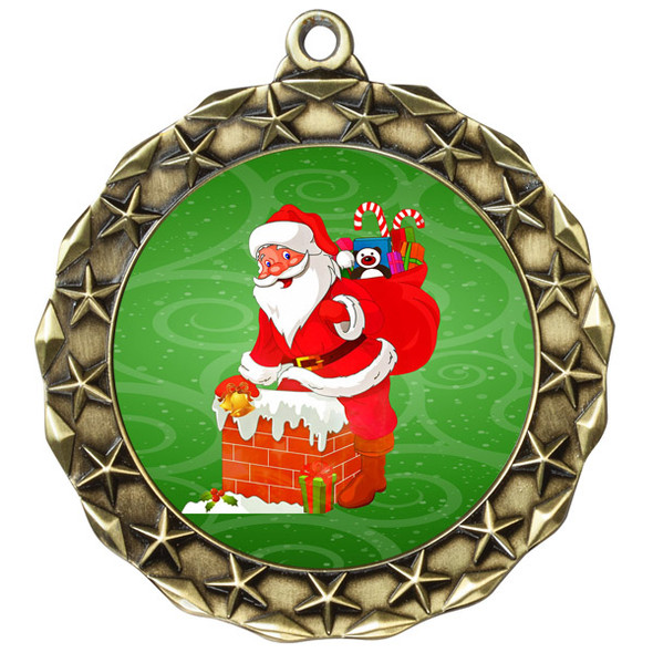 Santa  theme medal..  Includes free engraving and neck ribbon.   md40g